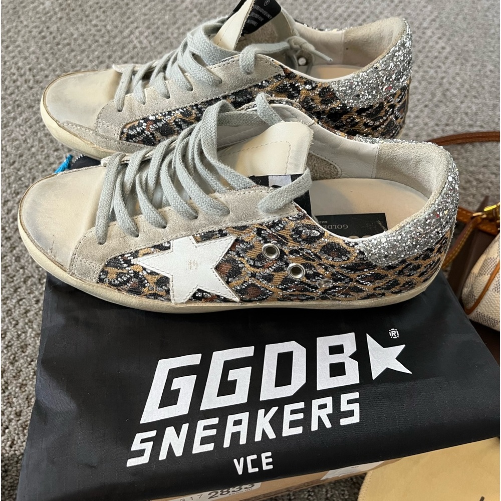 Golden Goose Glitter Leopard Sneakers 36